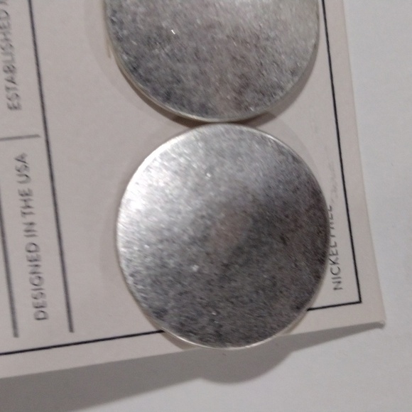 Flat SIlver Tone Circle Plate design Post Earrings - Women's Fashion Jewelry - Picture 3 of 6